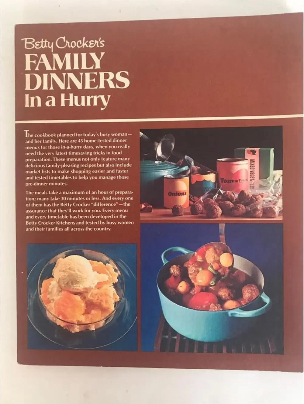 Vintage 1970s Betty Crocker Cookbook: Family Dinners In a Hurry